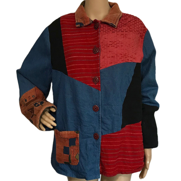 Parsley & Sage Jackets & Blazers - ($10) Vintage Denim & Corduroy Patchwork Coat XL